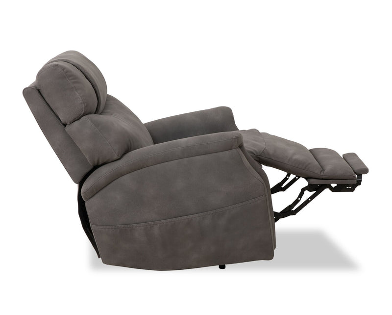 Claire 34\" Leather-Look Fabric Power Lift Reclining Chair - Charcoal Grey
