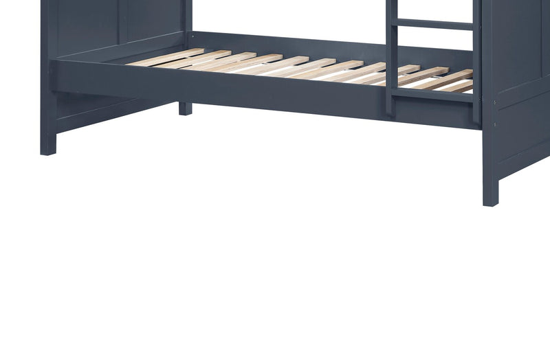 Quinn Bunk Bed with Ladder & Guard Rail for Kids, Blue - Twin/Twin