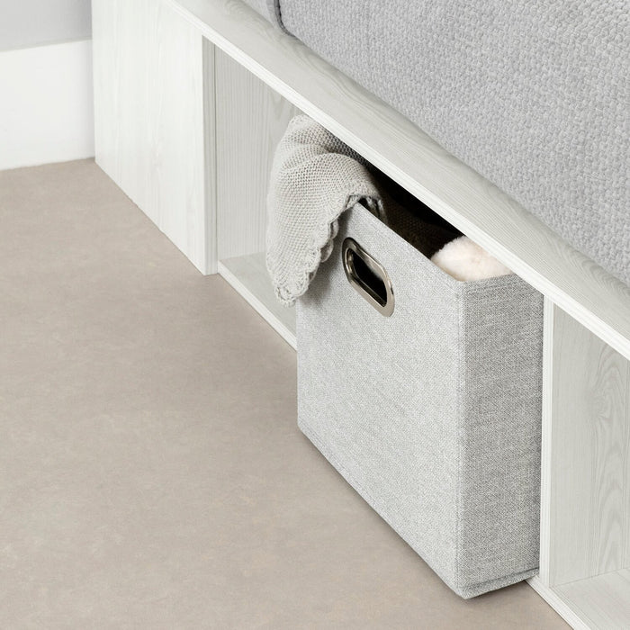 Everley Platform Bed Set with Panel Headboard, Built-in Storage & Baskets, White - Full Size