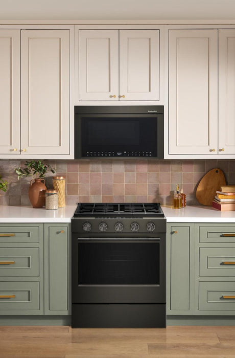 KitchenAid 30\" 5.0 Cu. Ft. Slide-in Gas Range with Convection Modes - Black Ore - KSGS530SBE