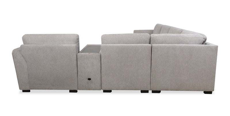 Vault 6-Piece Sectional with Sofa Bed Loveseat and Three Storage Chairs - Grey