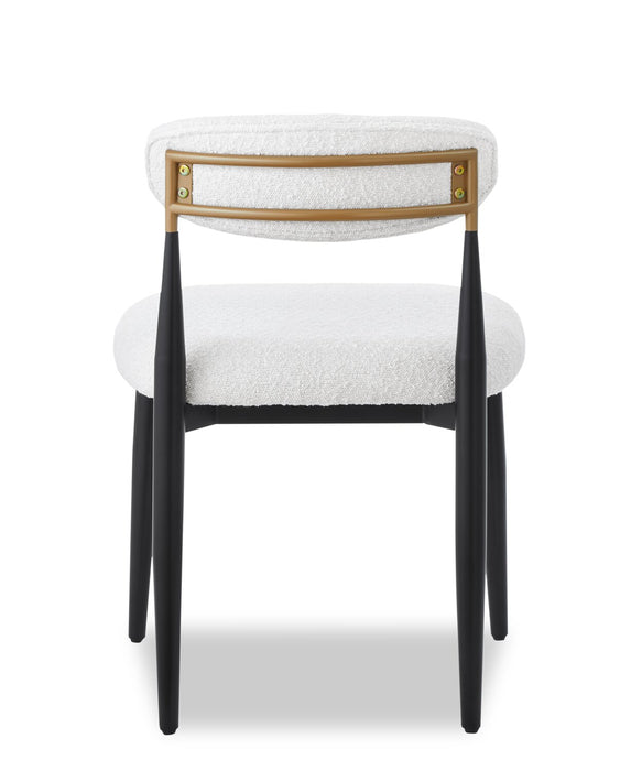Kort & Co. Capri Dining Chair with Boucle Fabric & Gold Accent, Metal - White