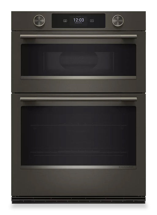KitchenAid 30\" Smart Electric Combo Wall Oven with Cooking Camera - Black Ore - KOEC930SBE
