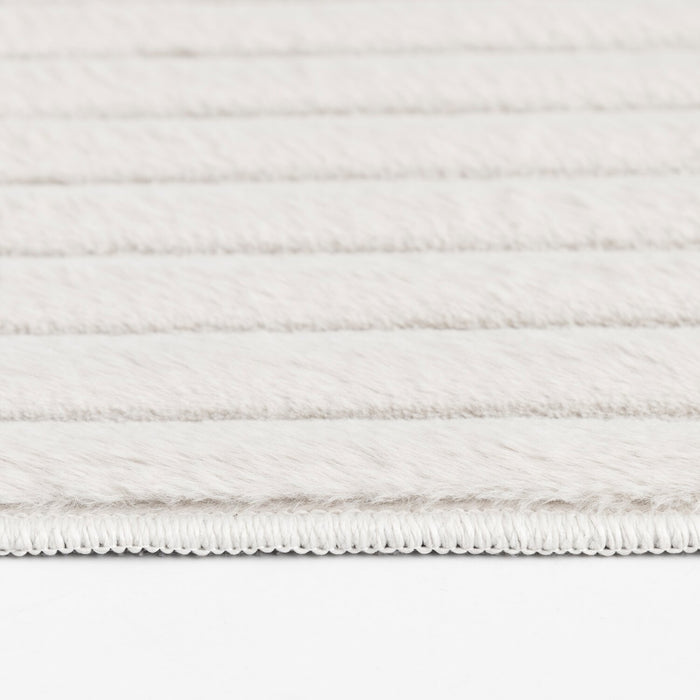 Faux Fur Channel Ivory Area Rug with Memory Foam Backing - 7' x 10'