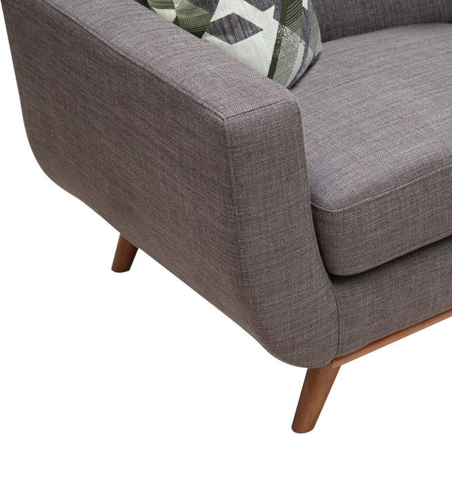 Kort & Co. Freeman 37\" Linen-Look Fabric Chair with Wood Legs and Tufted Back Cushion - Charcoal Grey