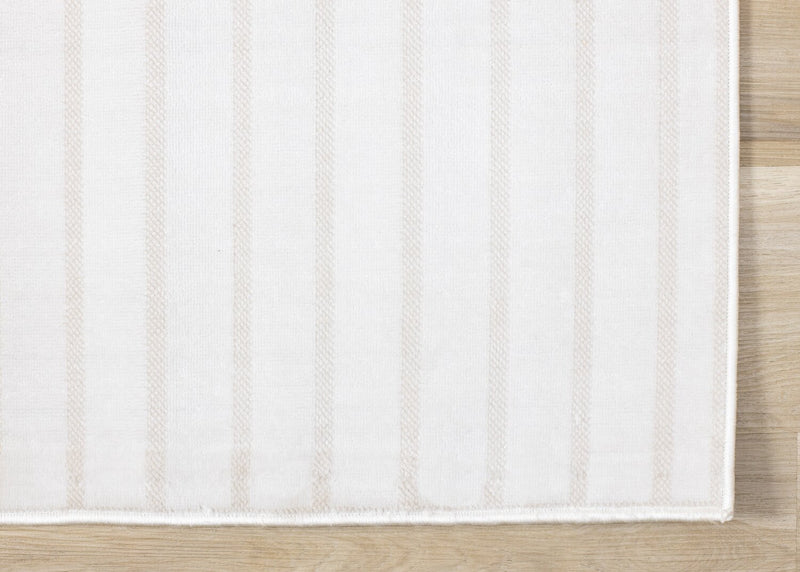 Fresh Washable Beige Rug with Modern Lines - 2'0\" x 6'7\" 