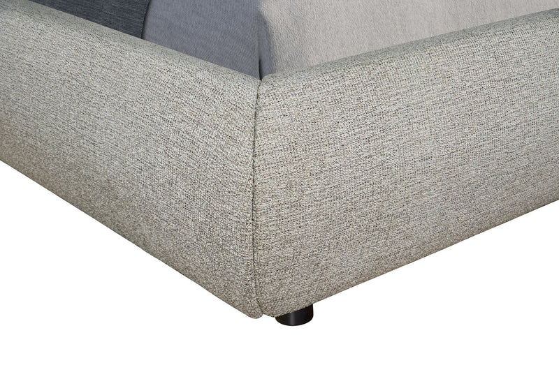 Luka Upholstered Platform Bed in Grey Polyester Fabric, Modern - King Size