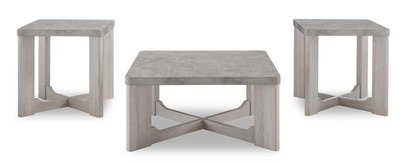 Cecily 35.5” Modern 3-Pack Coffee + 2 End Tables - White