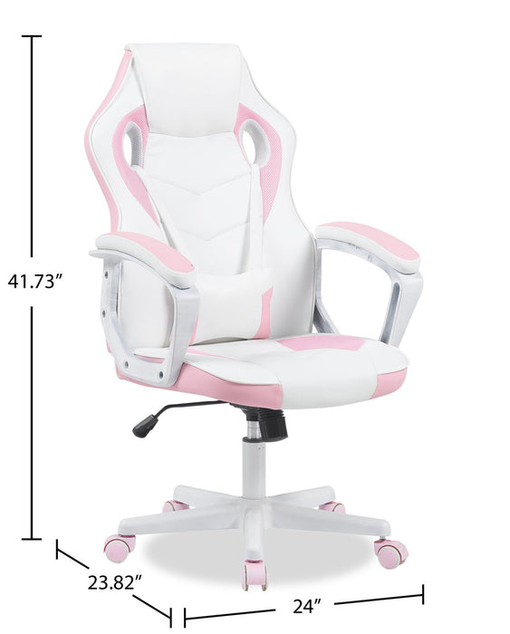 Velocity 24\" Ergonomic Gaming Chair - White & Pink