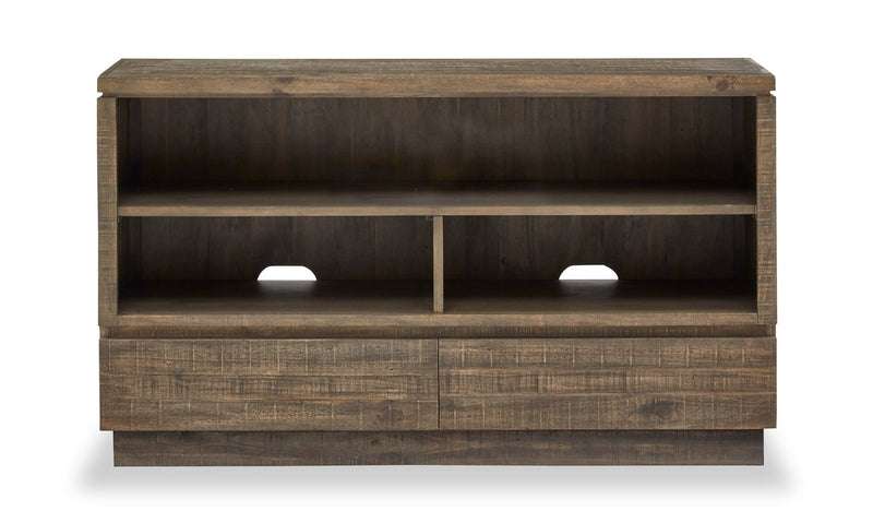 Elm 52” Rustic Pine Sofa Table with Storage and Cable Management - Brown