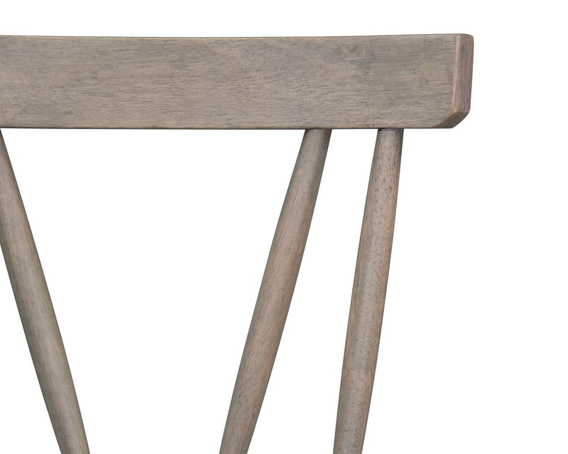 Remi Dining Chair with Curved Slat-Back - Brown