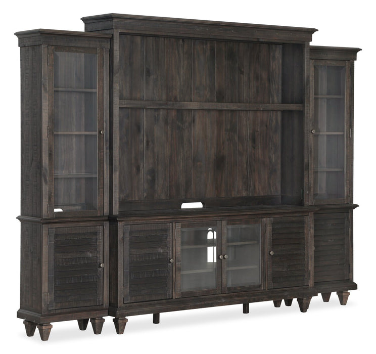 Baron 114\" Rustic 4-Piece Pine Entertainment Centre with Storage and Cable Management for TVs up to 70” - Weathered Charcoal