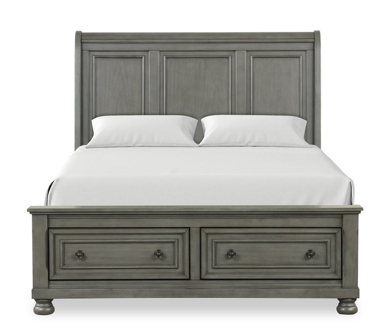 Chelsea 6pc Bedroom Set with Storage Bed, Dresser & Mirror, Grey - Queen Size