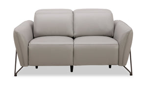 Riviera Top-Grain Genuine Leather Power Reclining Loveseat - Light Grey