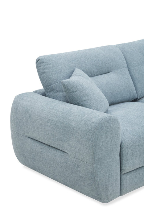 Alora 5-Piece Fabric Sectional with Three Accent Pillows and Rolled Arms - Blue