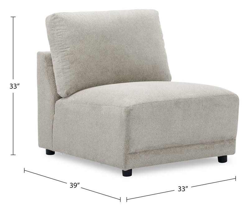 Voyage Modular Fabric Armless Chair with Removable Back Cushions – Beige