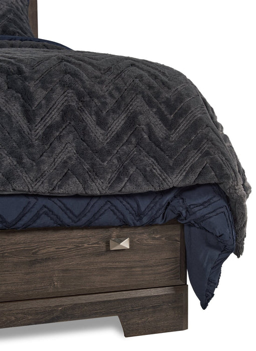 Yorkdale 6-Drawer Platform Bed with Headboard & Storage Frame, Made in Canada, Grey - Full Size