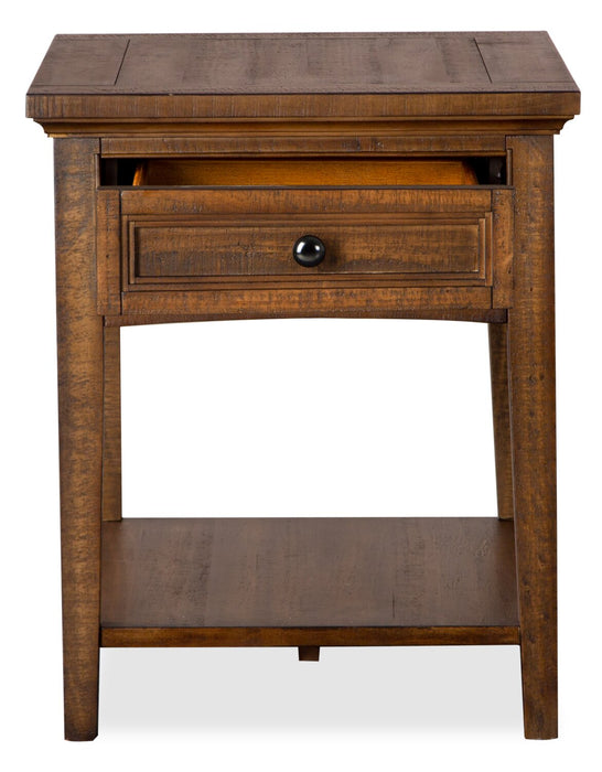 Hanson 20” Traditional Pine End Table with Storage - Toasted Nutmeg