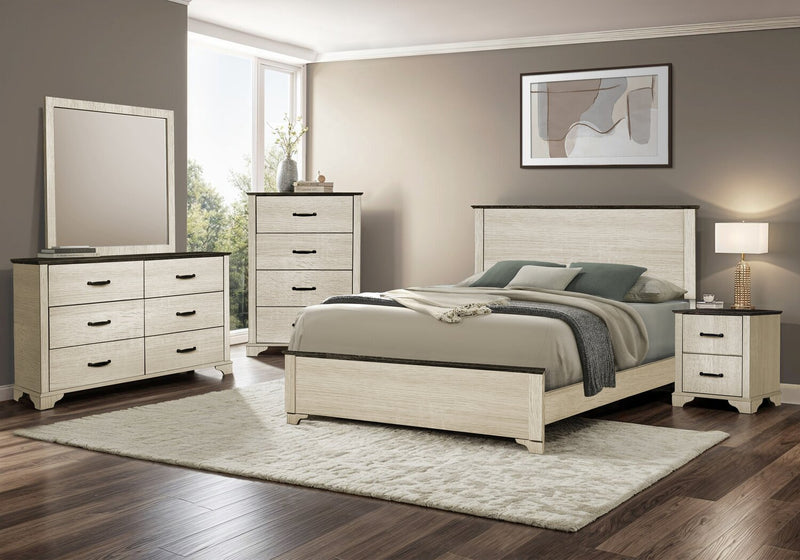 Clara Bedside 2-Drawer Nightstand, 22\"W x 24\"H - Bleached Oak & Brown