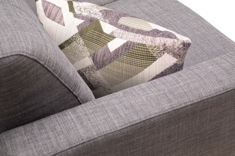 Kort & Co. Freeman 63\" Linen-Look Fabric Loveseat with Wood Legs and Tufted Back Cushions - Charcoal Grey