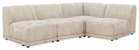 Kort & Co. Oaklyn Modular 4-Piece Fabric Sectional with Tufted Seat Cushions - Beige 