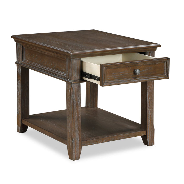 Weston 24” Traditional End Table with Storage and USB Port - Brown Elm