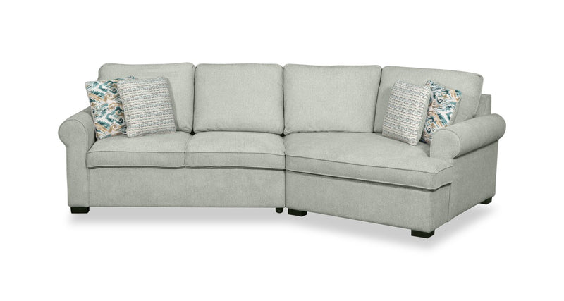 Scott Living Haven 2-Piece Right-Facing Chenille Fabric Cuddler Sectional - Seafoam Blue