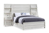 Haven Pier Bed with Headboard, Frame & 2 Piers, USB, LED, White - Queen Size