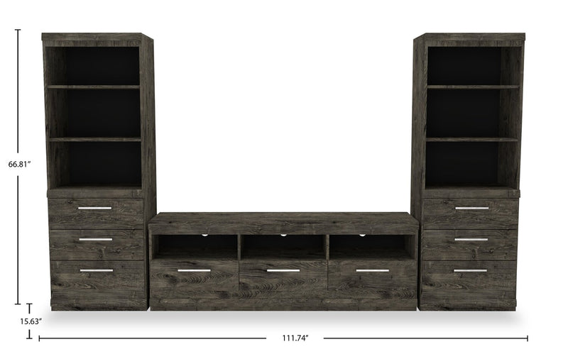 Camden 111.7\" 3-Piece Entertainment Centre with Storage and Cable Management for TVs up to 70\" - Alabaster Oak