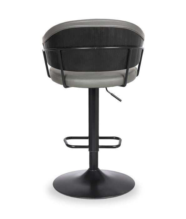 Odin Barstool with Swivel & Adjustable Seat, Vegan Leather Fabric, Metal - Grey
