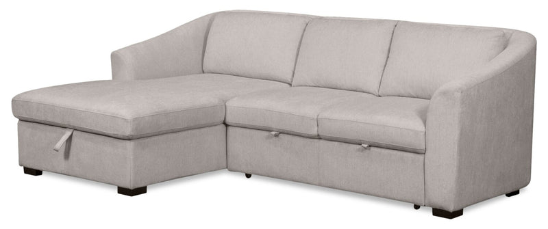 Envy 2-Piece Left-Facing Chenille Fabric Sleeper Sectional with Storage Chaise - Fog Grey