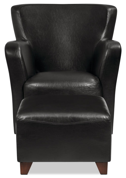 Zello 29.92\" Faux Leather Accent Chair with Wood Legs - Black