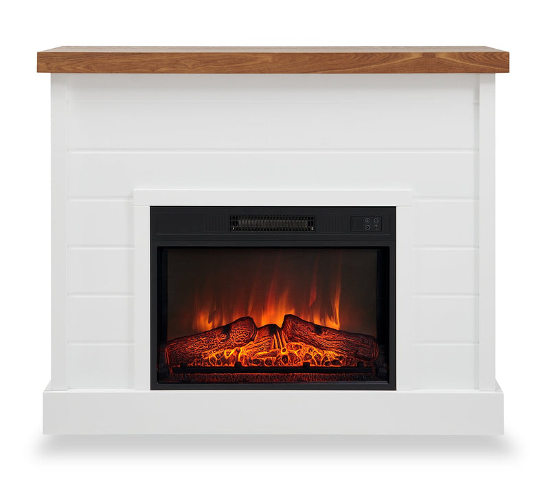 Mehgan 43.8\" Modern Electric Fireplace - White & Brown Two Tone