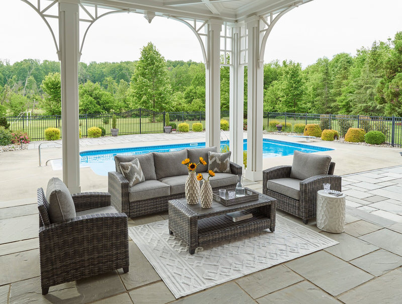 Canmore 4-Piece Outdoor Patio Set with Sofa, 2 Chairs & Coffee Table - Weather Resistant - Grey