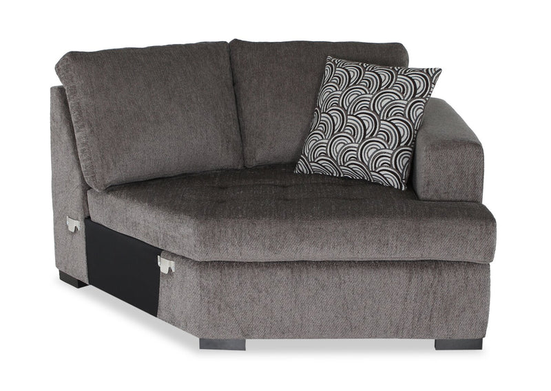 Made in Canada Legend 2-Piece Right-Facing Chenille Fabric Cuddler Sleeper Sectional - Pewter Brown