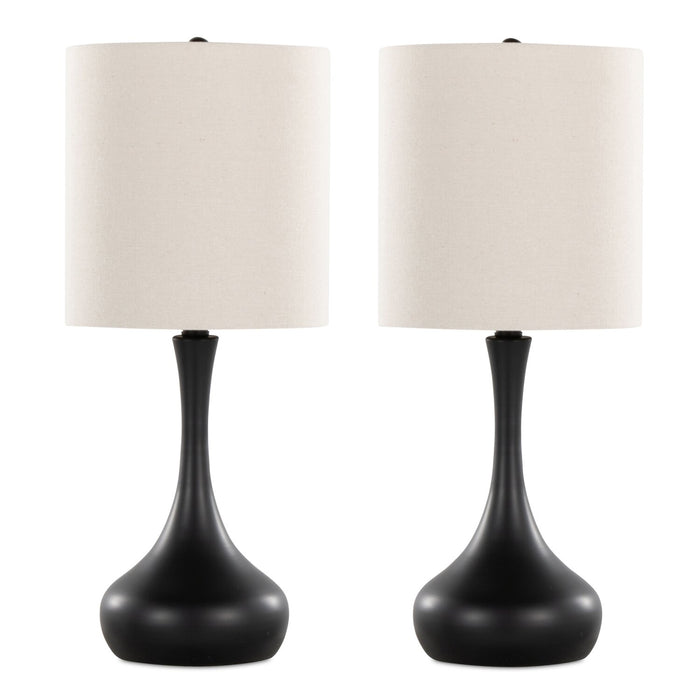 Polly 24\" Matte Black Metal 2-Piece Set, with Two Table Lamps 
