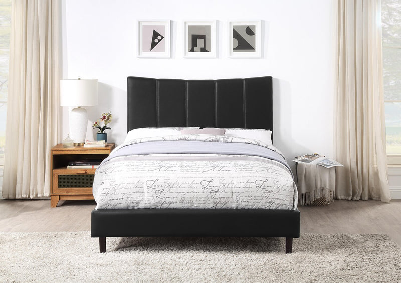 Paseo Platform Bed in Black Vegan-Leather Fabric - Full Size