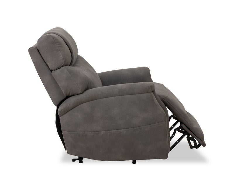 Claire 34\" Leather-Look Fabric Power Lift Reclining Chair - Charcoal Grey