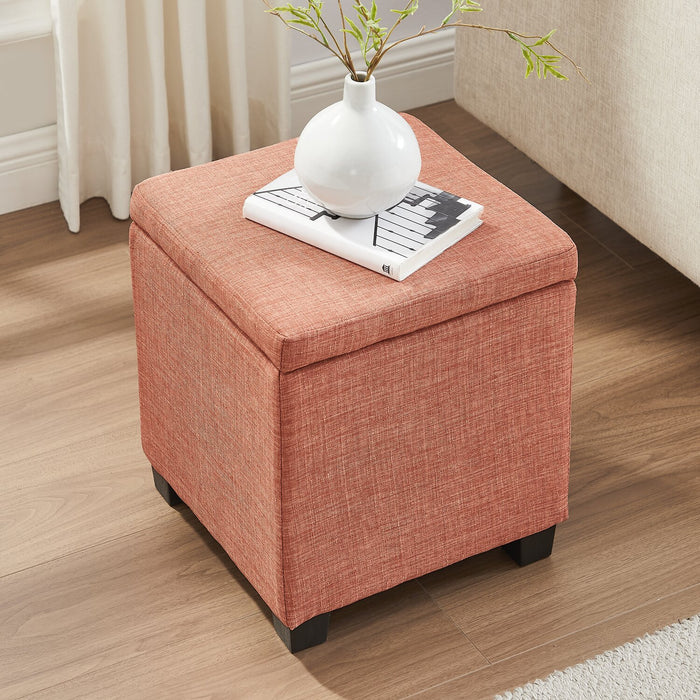 Halifax 14.75\" Square Fabric Storage Ottoman - Orange