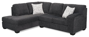 Made in Canada Morgan 2-Piece Left-Facing Chenille Fabric Sectional with Accent Pillows - Grey