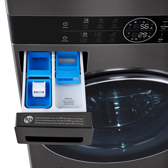 LG 5.8 Washer/7.8 Dryer Cu. Ft. Front-Load High-Efficiency Washtower™ - Black Steel - WKHC252HBA