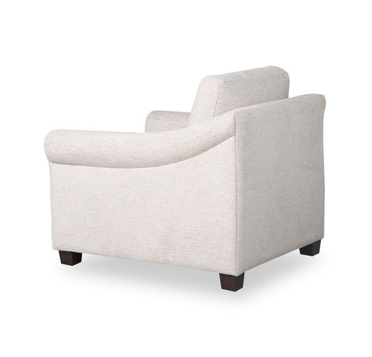 Mallie 36\" Chenille Fabric Chair with Rolled Arms and Wood Legs - Shell White