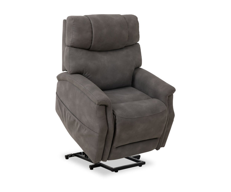 Claire 34\" Leather-Look Fabric Power Lift Reclining Chair - Charcoal Grey