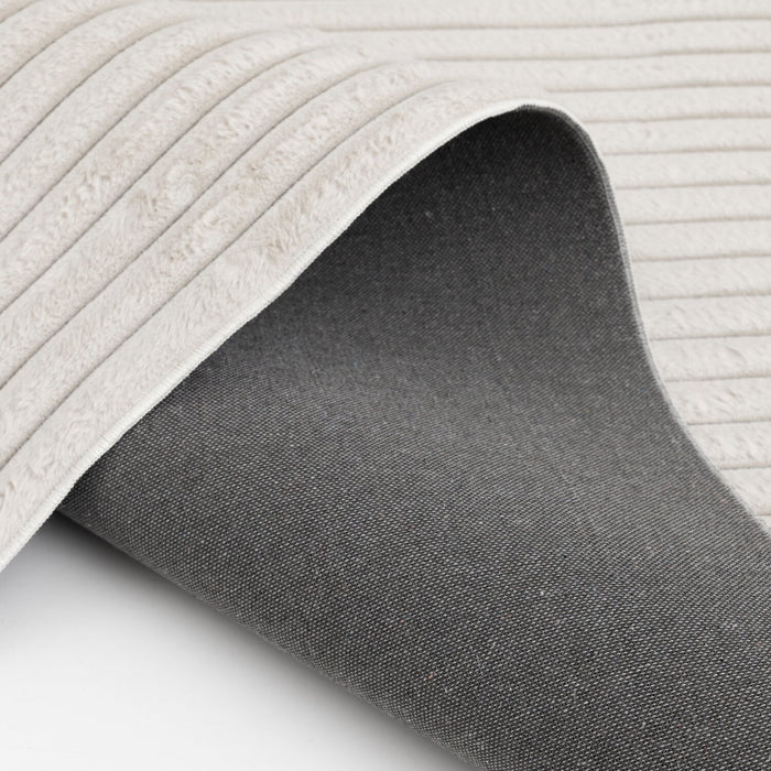 Faux Fur Channel Ivory Area Rug with Memory Foam Backing - 5' x 7'