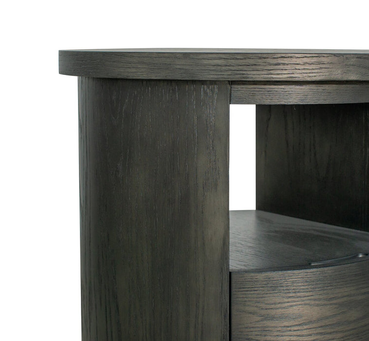 Eldon 22” Modern Round Solid Wood End Table with Storage - Coffee Bean