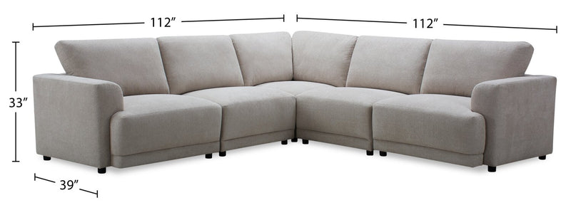 Voyage Modular 5-Piece Fabric Sectional with Removable Back Cushions – Taupe