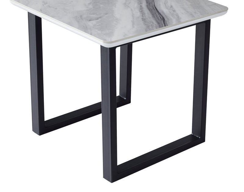 Serena 21.75\" Modern End Table - White & Black with Marble Look