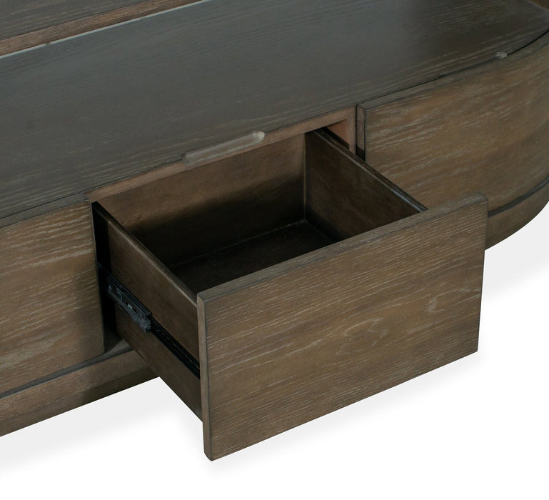 Eldon 60” Modern Round Solid Wood Sofa Table with Storage - Porpoise