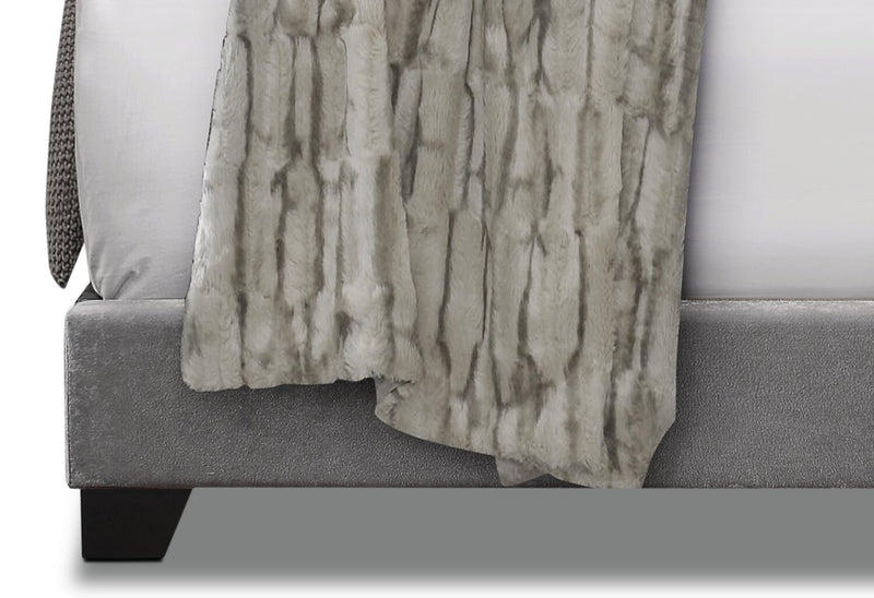 Candace Upholstered Bed in Velvet Grey Fabric, Button Tufted - Full Size