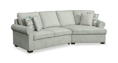 Scott Living Haven 2-Piece Right-Facing Chenille Fabric Cuddler Sectional - Seafoam Blue | Sofa sectionnel enveloppant de droite Haven de Scott Living 2 pièces en tissu de chenille - bleu écume de mer